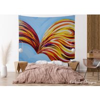 Abstrakter Schmetterling Wandteppich Blau Gelb Wandteppiche Schmetterlinge Wandbehang Bunte Flügel Freiheit von CeleskyDesigns