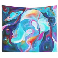 Blauer Universal-Liebes-Wandteppich Astraler Wandteppich Spiritueller Raum Wandteppiche Abstrakte Kunst Blaue von CeleskyDesigns