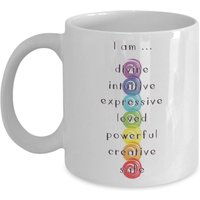Chakra Meditation Kaffeetasse 11Oz Oder 15Oz Yoga Spirituelle Geschenke Becher Chakren Billig Geschenk Ich Bin Mit Positiven Worten von CeleskyDesigns