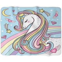 Einhorn Decke Mädchendecke Kinderdecke Blau Bunte Kinder Babydecke Regenbogen Weiche Einhorndecken von CeleskyDesigns