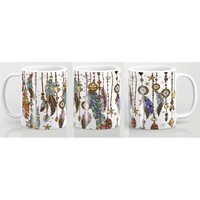 Federtasse Traumfänger Geschenk Spiritueller Becher Feder Federn Tassen Boho von CeleskyDesigns