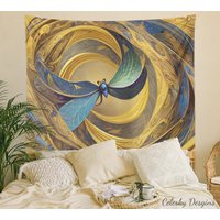 Libelle Wandteppich Abstrakte Kunst Libellen Gold Blau Gobelin Libelle Wandteppich Abstrakte Kunst Libellen Gold Blau Gobelin von CeleskyDesigns