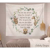 Moms Love Tapestry Wandteppiche Herzschlag Wandbehang Mama Liebe Kunst Kinderzimmer von CeleskyDesigns
