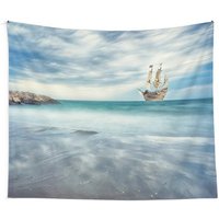 Schiff Auf See Wandbehang Meer Strand Wanddekor Segeln Wasser Günstig Geschenk Ozean Wohnheim Blauer von CeleskyDesigns