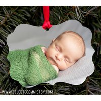 Babys Erstes Foto Ornament - Metallornament Angepasst Mit Ihrem Foto, Zweiseitig, Personalisiert von CelesteComm