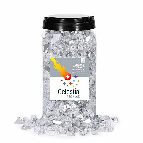 Celestial Fire Glass Hochglänzendes, 1,27 cm reflektierendes gehärtetes Feuerglas in Diamant-Sternlicht, 4,5 kg Glas von Celestial Fire Glass