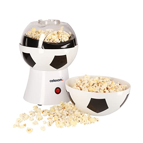 celexon CinePop SP10 Popcornmaschine Fußball‑Design | kleiner Popcorn Maker zum befüllen mit Mais | Heißluft-Zubereitung zunächst fettarm & öl‑frei von celexon