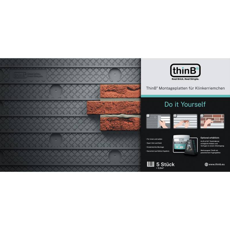 Celina Klinker Montageplatten für Klinkerriemchen 59,5 x 121,5 cm 5-teilig von Celina Klinker