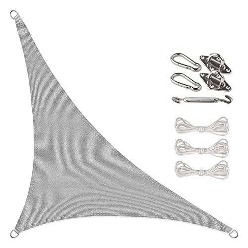 CelinaSun Sonnensegel Set Befestigung V2A Basic HDPE Dreieck rechtwinklig 3 x 3 x 4,25 m hellgrau Sonnenschutz atmungsaktiv von CelinaSun