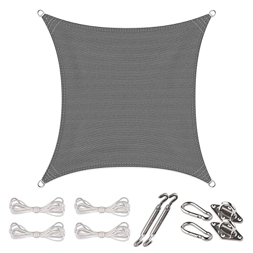 CelinaSun Sonnensegel Set Befestigung V2A Basic HDPE Quadrat 4 x 4 m anthrazit Sonnenschutz atmungsaktiv von CelinaSun