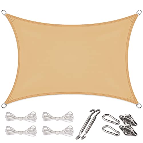 CelinaSun Sonnensegel Set Befestigung V2A Basic PES Rechteck 2,5 x 3,5 m sandbeige Sonnenschutz wasserabweisend von CelinaSun