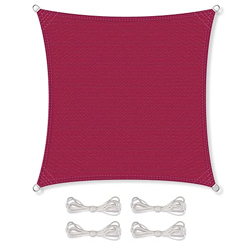 CelinaSun Sonnensegel inkl Befestigungsseile Premium HDPE wetterbeständig atmungsaktiv Quadrat 2,6 x 2,6 m rot von CelinaSun