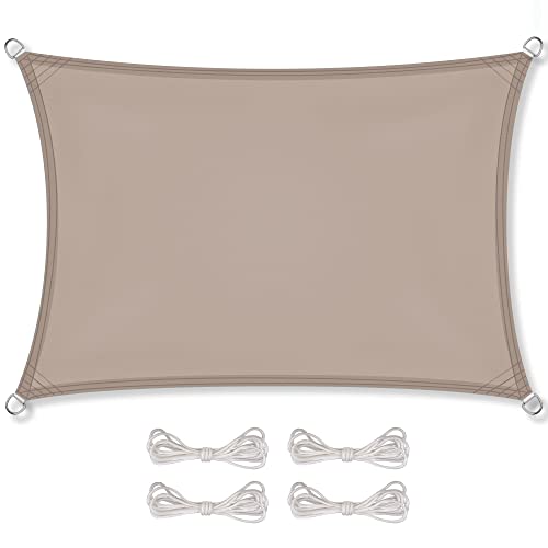 CelinaSun Sonnensegel wasserdicht PES Rechteck 2x4m Taupe UPF 50+ Premium Sonnenschutz inkl Befestigungsseile von CelinaSun