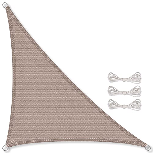 CelinaSun Sonnensegel inkl Befestigungsseile Premium HDPE wetterbeständig atmungsaktiv Dreieck rechtwinklig 3 x 3 x 4,25 m Taupe von CelinaSun