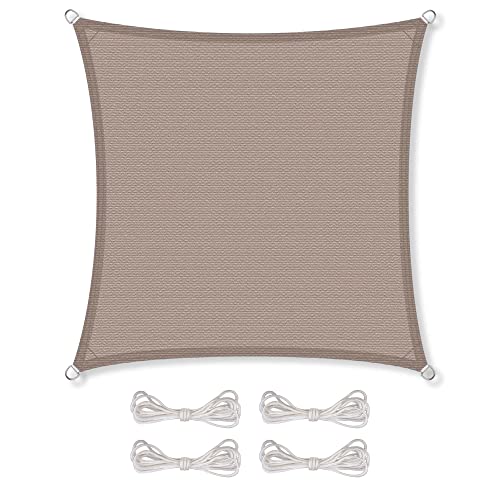 CelinaSun Sonnensegel inkl Befestigungsseile Premium HDPE wetterbeständig atmungsaktiv Quadrat 2,6 x 2,6 m Taupe von CelinaSun