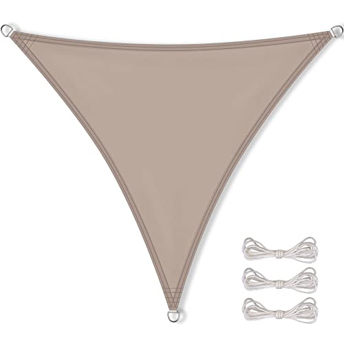 CelinaSun Sonnensegel wasserdicht inkl Befestigungsseile Premium PES wasserabweisend imprägniert Dreieck gleichseitig 3 x 3 x 3 m Taupe von CelinaSun