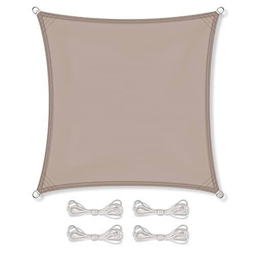 CelinaSun Sonnensegel inkl Befestigungsseile Premium PES Polyester wasserabweisend imprägniert Quadrat 2,6 x 2,6 m Taupe von CelinaSun