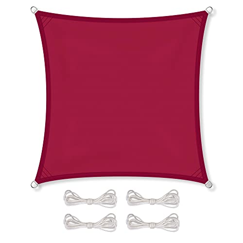 CelinaSun Sonnensegel wasserdicht inkl Befestigungsseile Premium PES wasserabweisend imprägniert Quadrat 2,6 x 2,6 m rot von CelinaSun