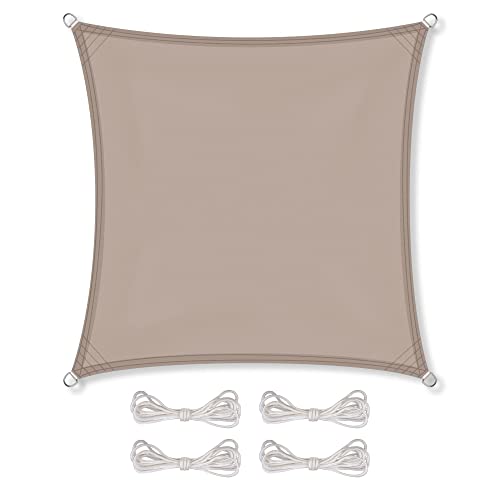 CelinaSun Sonnensegel wasserdicht inkl Befestigungsseile Premium PES wasserabweisend imprägniert Quadrat 2 x 2 m Taupe von CelinaSun
