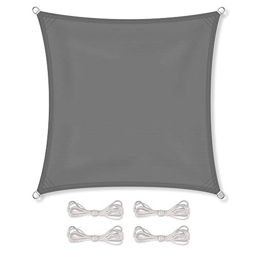 CelinaSun Sonnensegel inkl Befestigungsseile Premium PES Polyester wasserabweisend imprägniert Quadrat 4 x 4 m anthrazit von CelinaSun