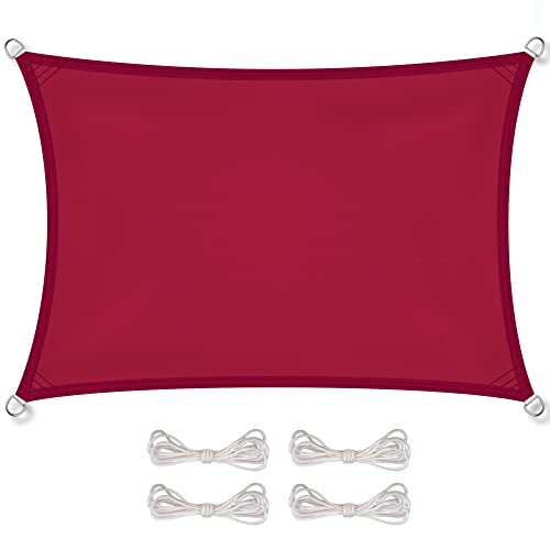 CelinaSun Sonnensegel wasserdicht inkl Befestigungsseile Premium PES wasserabweisend imprägniert Rechteck 2 x 6 m rot von CelinaSun