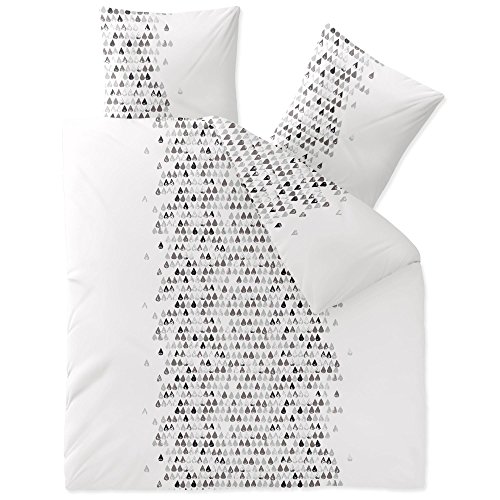 CelinaTex Touchme Biber Bettwäsche 200 x 220 cm 3teilig Baumwolle Bettbezug Rabea Herz weiß grau schwarz von CelinaTex