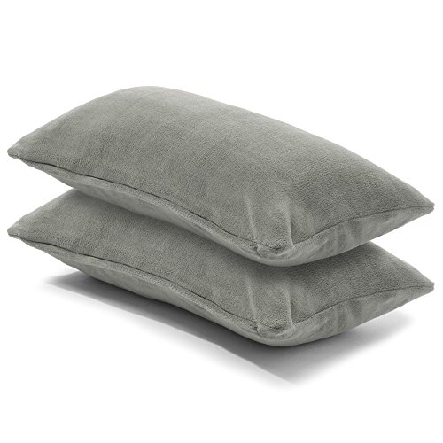 CelinaTex 2er Set Kissenbezug 40x80 cm Doppelpack Coral Fleece Kissenhülle, Kopfkissenbezug Kissen Überzug Comfortable Silber 5001331 von CelinaTex