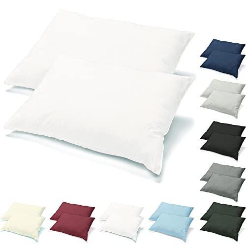 CelinaTex Active Kopfkissen Bezug Doppelpack Set 40x80 Schnee weiß Baumwolle Jersey Nackenkissen Kissenhülle 5001531 von CelinaTex