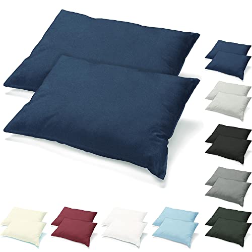 CelinaTex Active Kopfkissen Bezug Doppelpack Set 40x80 dunkel blau Baumwolle Jersey Nackenkissen Kissenhülle 5001534 von CelinaTex