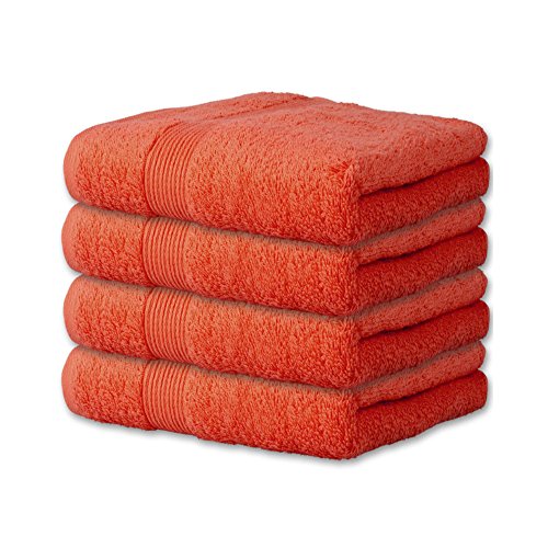 CelinaTex Bari Handtuch Set 4X 30 x 50 cm terrakotta Baumwolle Frotteetuch Badetuch Frottee von CelinaTex