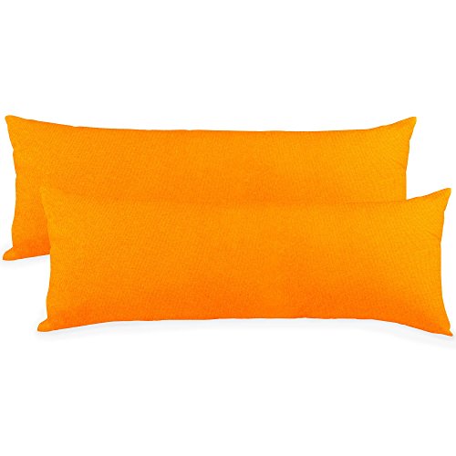 CelinaTex BeBasic Kissenbezug Doppelpack XXL 40 x 200 cm orange Mikrofaser Seitenschläferkissen Bezug Jersey von CelinaTex