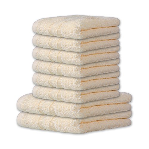 CelinaTex Capri Handtuch-Set 8teilig 6X 50 x 100 cm 2X 70 x 140 cm Creme weiß Baumwolle Frotteehandtuch von CelinaTex