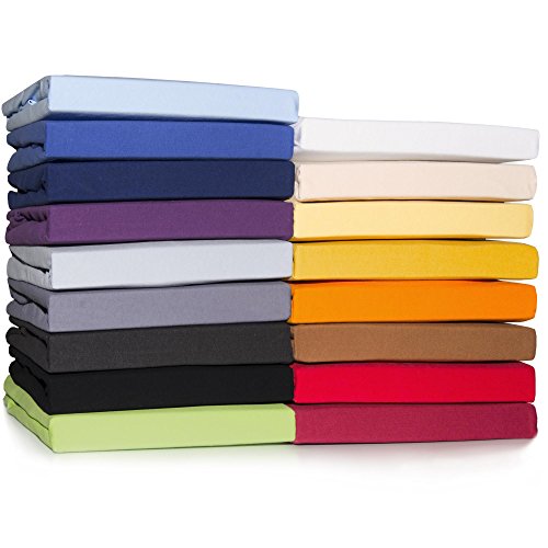 CelinaTex Casca Topper Spannbettlaken 90x200-100x220 cm Natur Jersey Mako Baumwolle 210g/qm Elasthan Spannbetttuch von CelinaTex