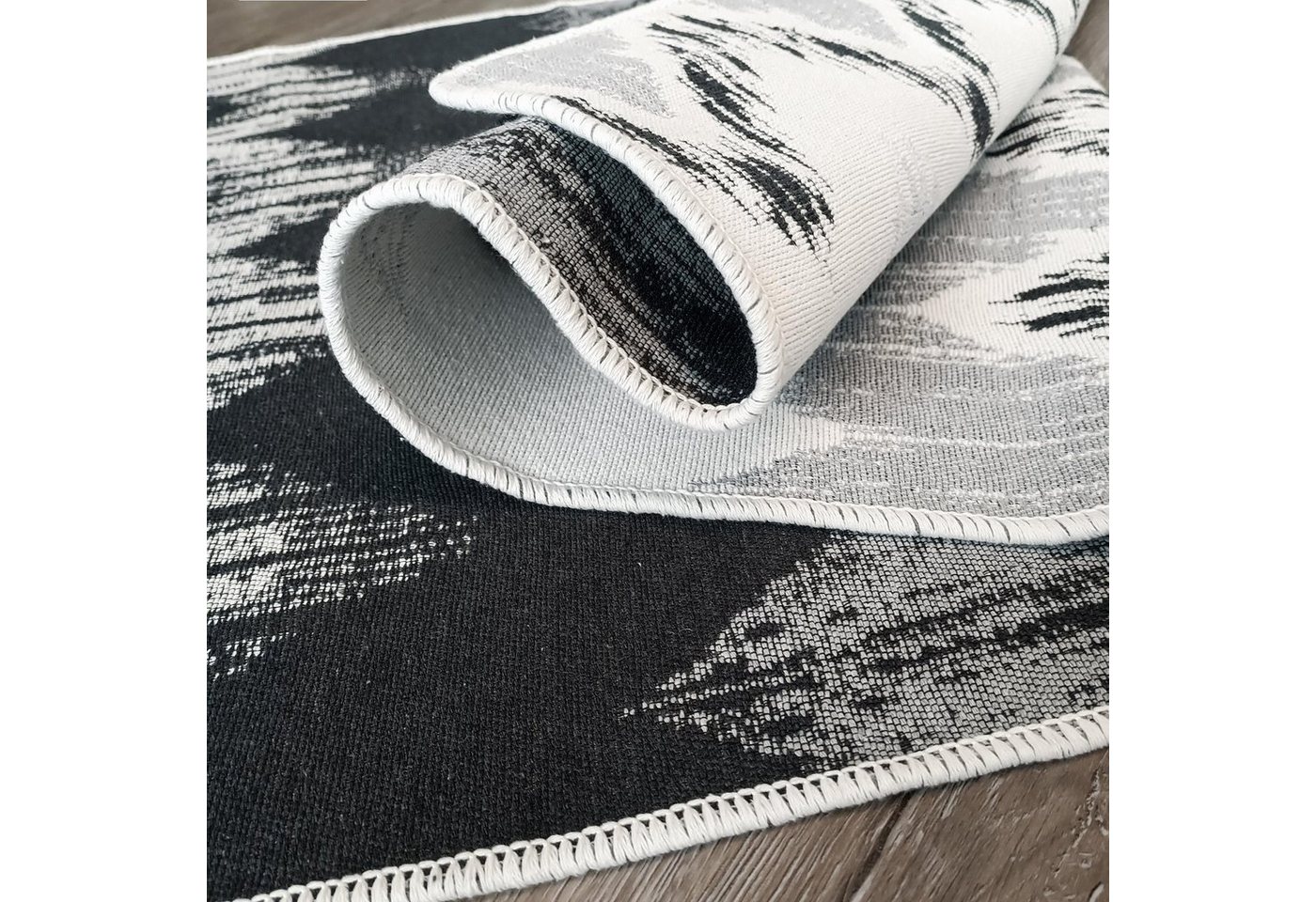CelinaTex Dekokissen Carpet Teppich Läufer Baumwolle In-Outdoor XL 120x180cm schwarz weiß, leicht,waschbar,vielseitig verwendbar,Innen und Aussen geeignet von CelinaTex