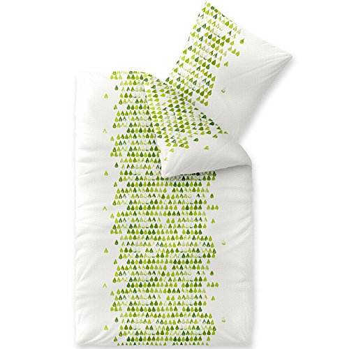 CelinaTex Enjoy Bettwäsche 155 x 220 cm 2teilig Baumwolle Bettbezug Seersucker Amelie Herz Weiß Grün von CelinaTex