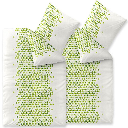 CelinaTex Enjoy Bettwäsche 155 x 220 cm 4teilig Baumwolle Bettbezug Seersucker Amelie Herz Weiß Grün von CelinaTex