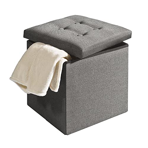 CelinaTex Falthocker 38 x 38 x 38 cm grau Sitztruhe mit Stauraum Truhe faltbar mit Deckel gepolstert Aufbewahrungsbox von CelinaTex