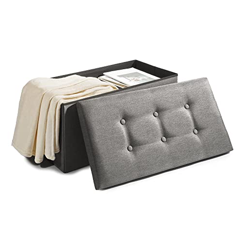 CelinaTex Falthocker XL 76 x 38 x 38 cm grau Sitzbank mit Stauraum Truhe faltbar mit Deckel gepolstert Aufbewahrungsbox von CelinaTex