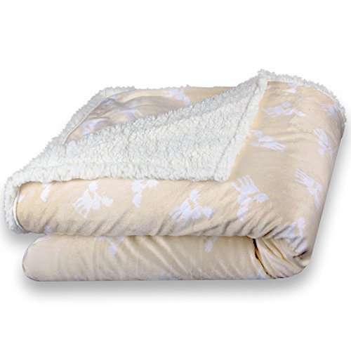 CelinaTex Kuscheldecke 150 x 200 cm Creme weiß beige Motivdruck Felldecke Imitat Wendedecke Nicki Fell Optik Fleece Oeko-TEX Fantasia von CelinaTex