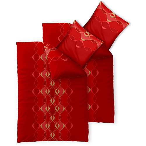 CelinaTex Fashion Bettwäsche 155x220 cm 4teilig Baumwolle Lara Wellen Rot Gold von CelinaTex