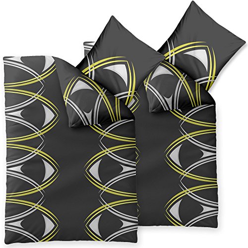 CelinaTex Harmony Bettwäsche 155 x 220 cm 4teilig Mikrofaser Bettbezug Minel Kreise Grau Gelb Weiß von CelinaTex