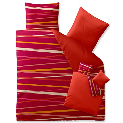CelinaTex Harmony Bettwäsche 200 x 200 cm Mikrofaser Bettbezug Selena Streifen Orange Pink Weiß von CelinaTex