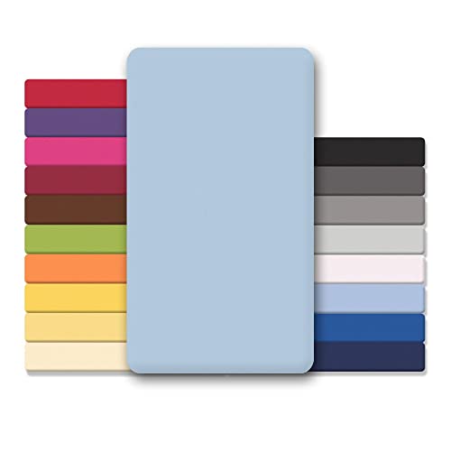 CelinaTex Jersey Topper Spannbettlaken Lucina 200x200-200x220cm Aqua blau 100% Baumwolle gekämmt bis 12cm Matratzenhöhe Oeko-TEX von CelinaTex