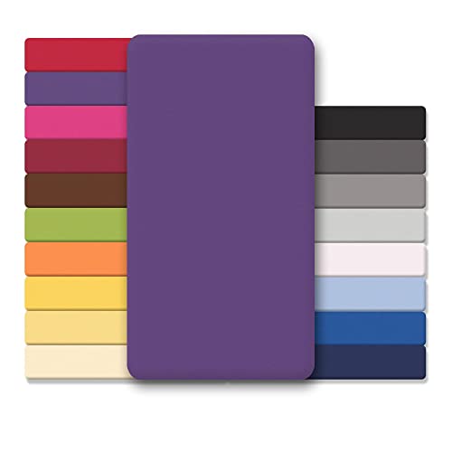 CelinaTex Jersey Spannbettlaken Lucina Doppelpack 90x200-100x200cm lila 100% Baumwolle gekämmt bis 26cm Matratzenhöhe Oeko-TEX von CelinaTex