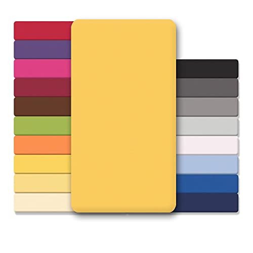 CelinaTex Jersey Spannbettlaken Lucina Doppelpack 90x200-100x200cm mais gelb 100% Baumwolle gekämmt bis 26cm Matratzenhöhe Oeko-TEX von CelinaTex