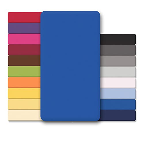 CelinaTex Jersey Spannbettlaken Lucina Doppelpack 180x200-200x200cm royal blau 100% Baumwolle gekämmt bis 26cm Matratzenhöhe Oeko-TEX von CelinaTex