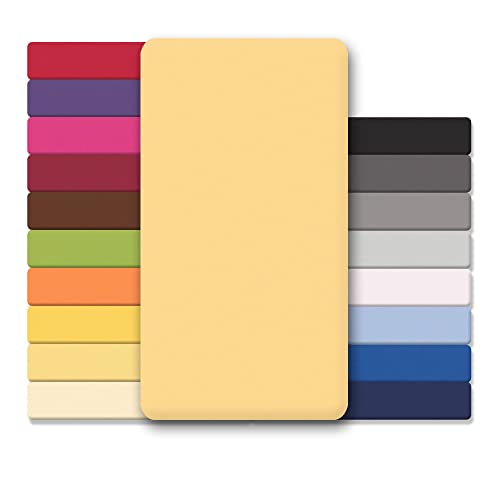 CelinaTex Jersey Spannbettlaken Lucina Doppelpack 200x200-200x220cm Creme gelb 100% Baumwolle gekämmt bis 26cm Matratzenhöhe Oeko-TEX von CelinaTex