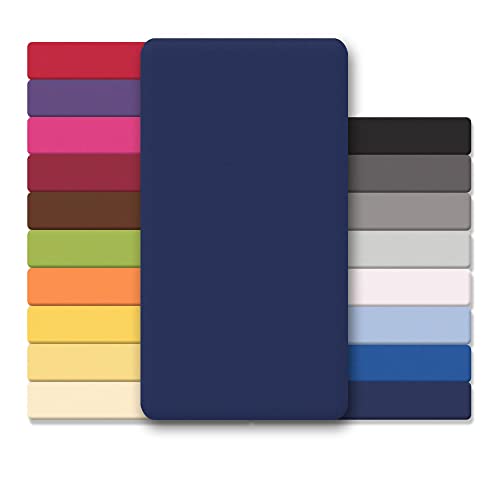 CelinaTex Jersey Spannbettlaken Lucina Doppelpack 200x200-200x220cm dunkel blau 100% Baumwolle gekämmt bis 26cm Matratzenhöhe Oeko-TEX von CelinaTex