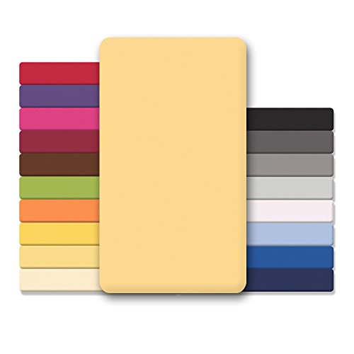 CelinaTex Jersey Topper Spannbettlaken Lucina 200x200-200x220cm Creme gelb 100% Baumwolle gekämmt bis 12cm Matratzenhöhe Spannbettbezug, Leintuch, Bettlaken, elastisch, Strech, Oeko-Tex von CelinaTex