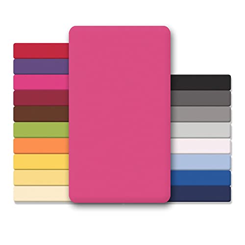 CelinaTex Jersey Topper Spannbettlaken Lucina 90x200-100x200cm pink 100% Baumwolle gekämmt bis 12cm Matratzenhöhe Oeko-TEX von CelinaTex